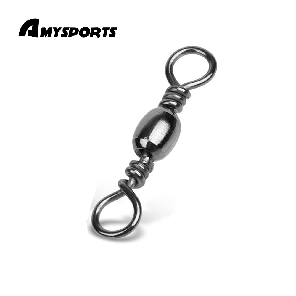 Luengo 100pcs #6 Solid Fishing Swivel Snaps Hook Connector Barrel Bearing with Welded Rings Stainless Steel +A