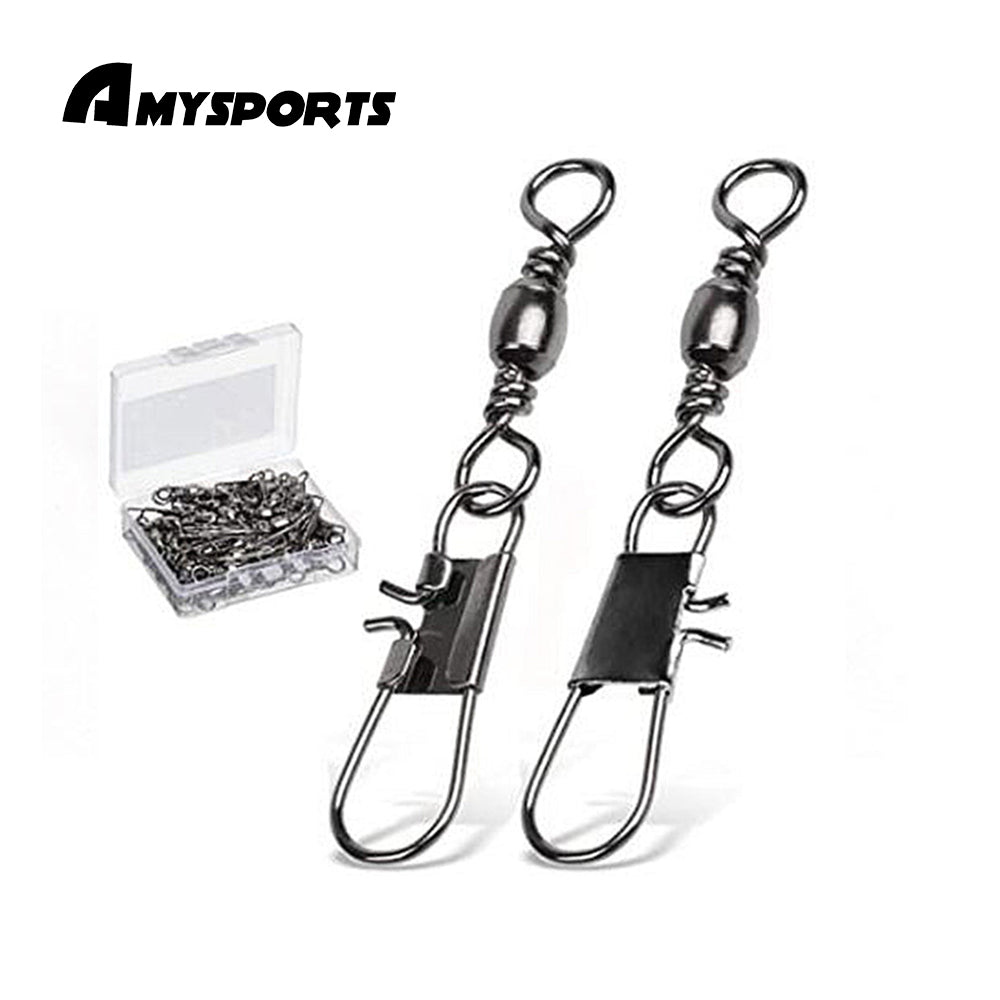  Barrel Fishing Swivels with Safty Snap 100pcs Black Fishing  Snap Swivels Saltwater Freshwater Swivels Fishing Tackles Stainless Steel  Interlock Snaps Fishing Line Connector (Black #10) : Sports & Outdoors