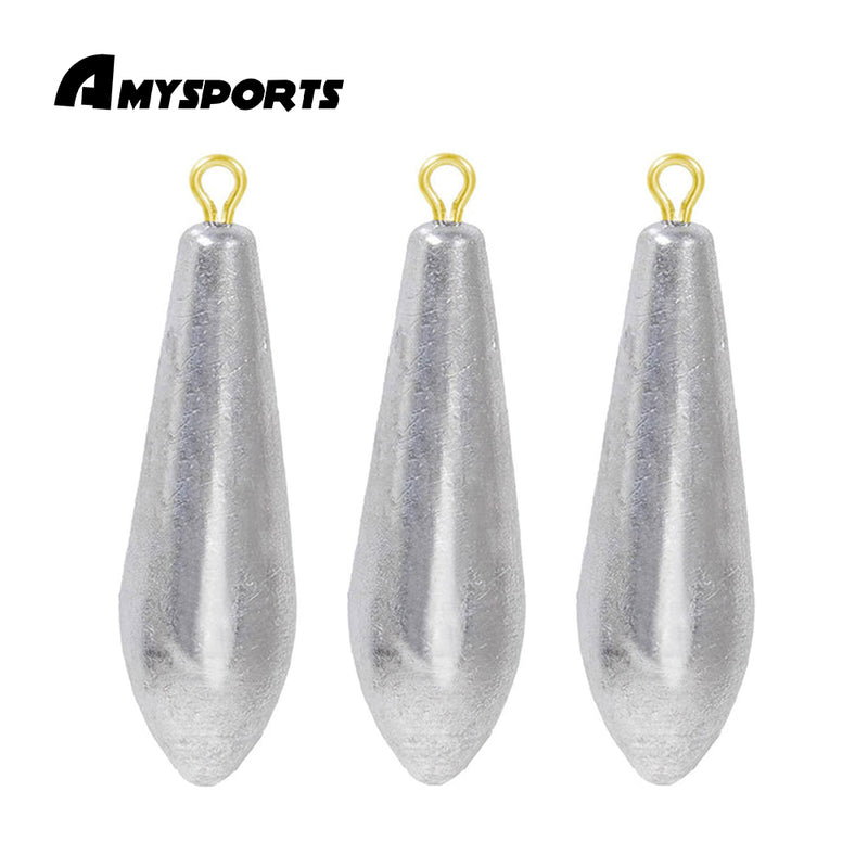 AMYSPORTS Bullet Drop Weights Sinkers Kit Saltwater Removable Fishing  Sinkers Tackle Lead Bass Fishing Sinkers Shot Casting Freshwater Size3 (3/ 16oz.) 50 pcs